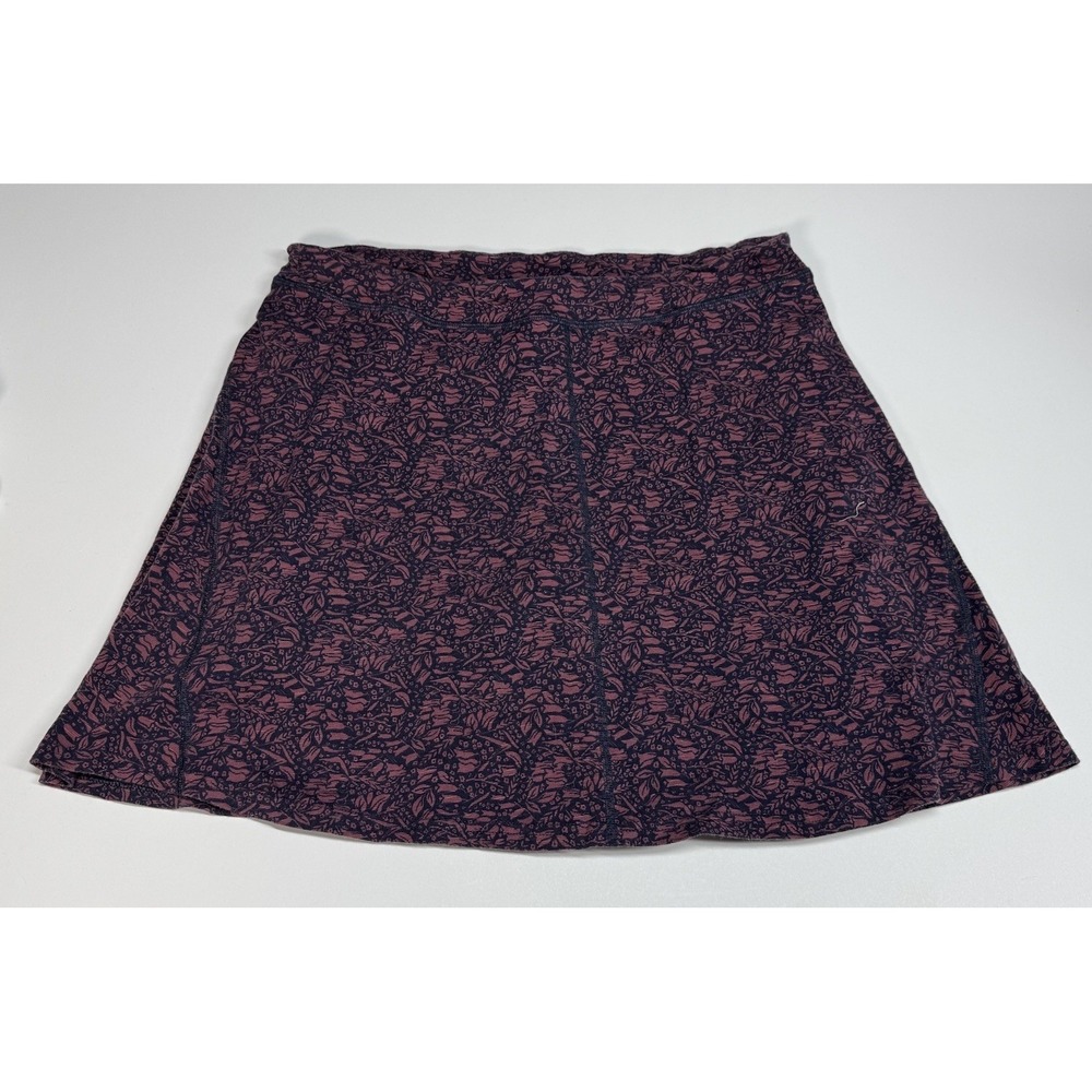 Toad&Co Chaka Skirt Purple Pink Floral Leaf Print Tencel Cotton Mini Large